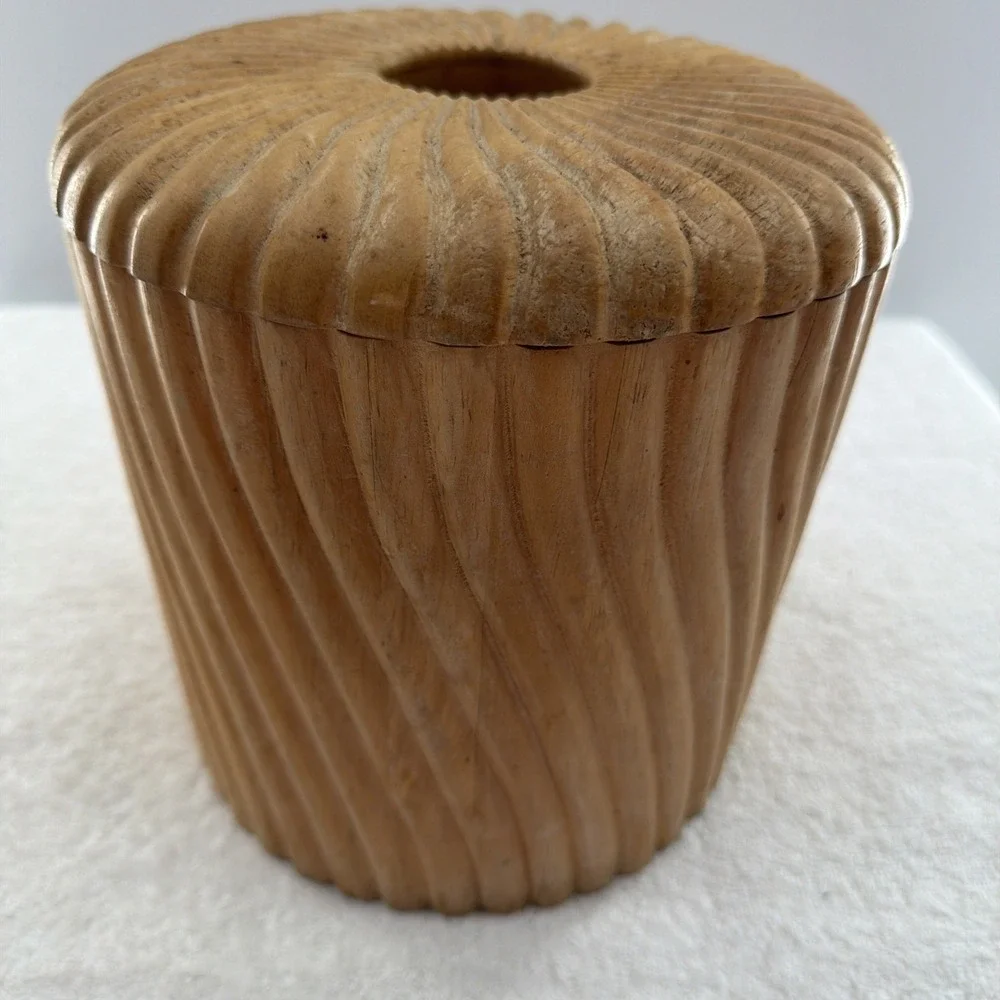Georges Briard Ice Bucket Blonde teak Teakwood 1970s Barware Vintage Ice Wood